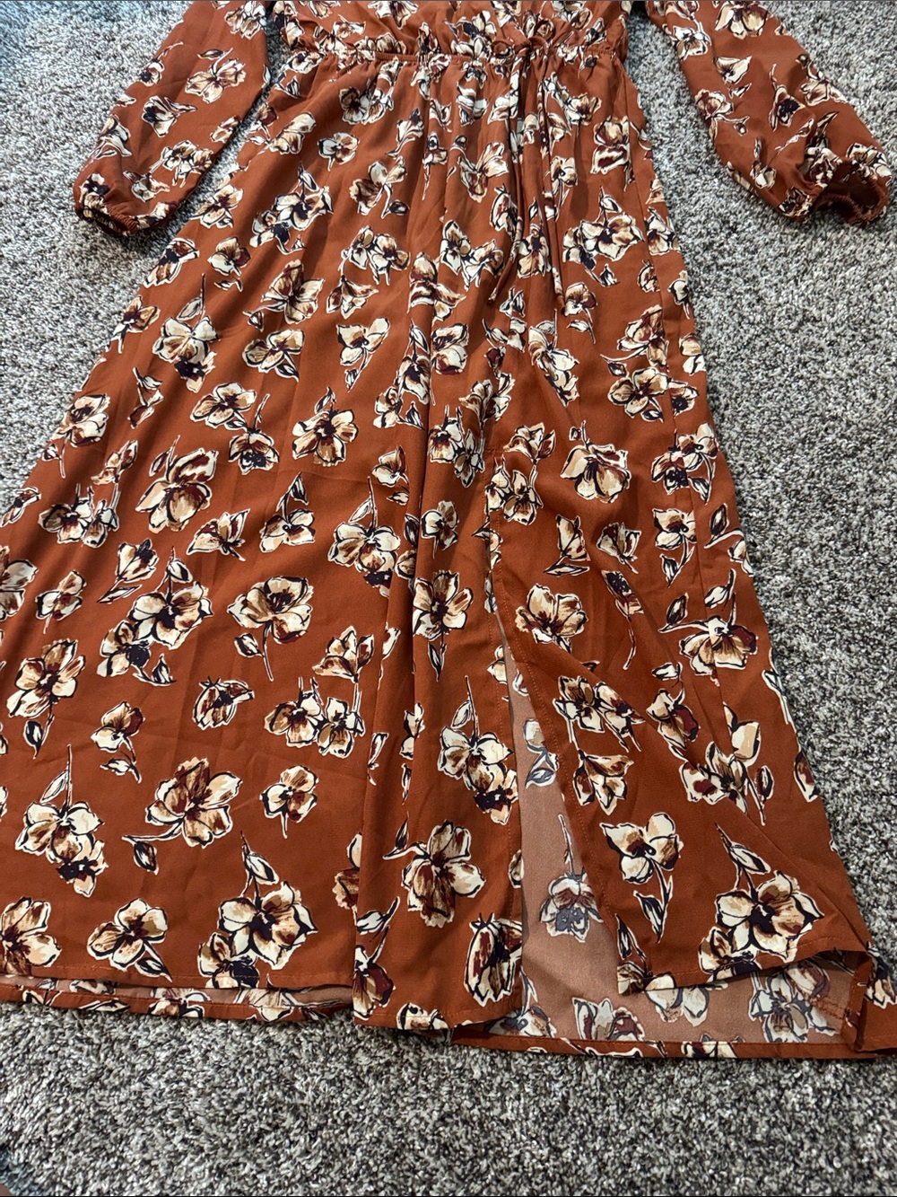Kaileigh Rust-Brown Floral Wrap Maxi Dress - Picture 3 of 3